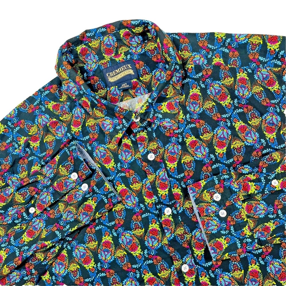 Cremieux Premium Denim Casual Button Up Shirt Men's 3XT Colorful Vibrant Paisley